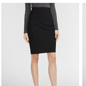 SC Collection BLACK 2 KICK PLEATED HIGH WAISTED PENCIL SKIRT size 10